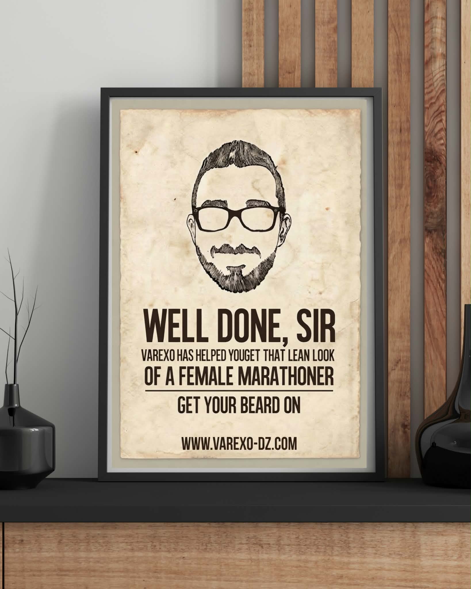 Vintage "Get Your Beard On" Humorous Wall Art Poster