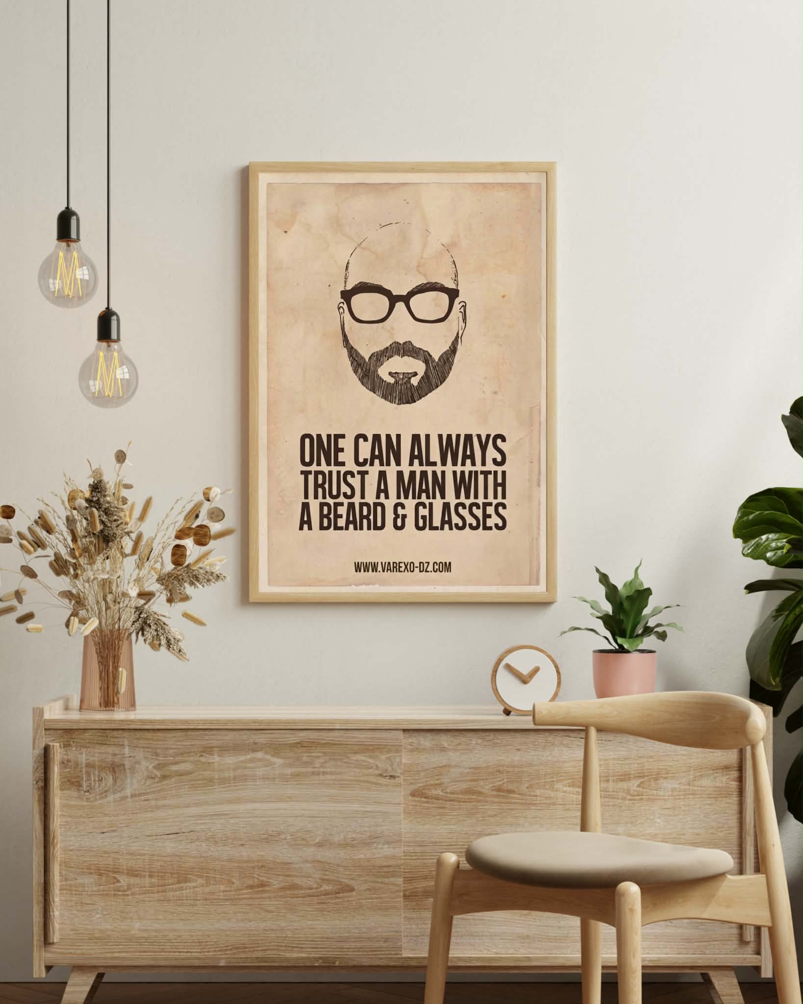 Vintage Beard & Glasses "One Can Always Trust" Poster