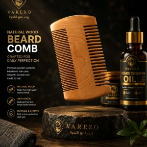 VAREXO Natural Wood Beard Comb