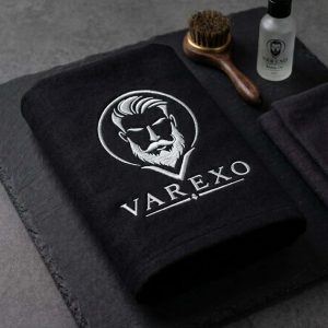 Premium Black Embroidered Barbershop Towel