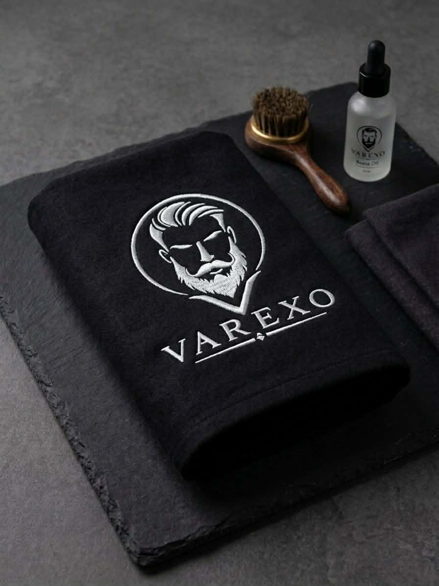 Premium Black Embroidered Barbershop Towel