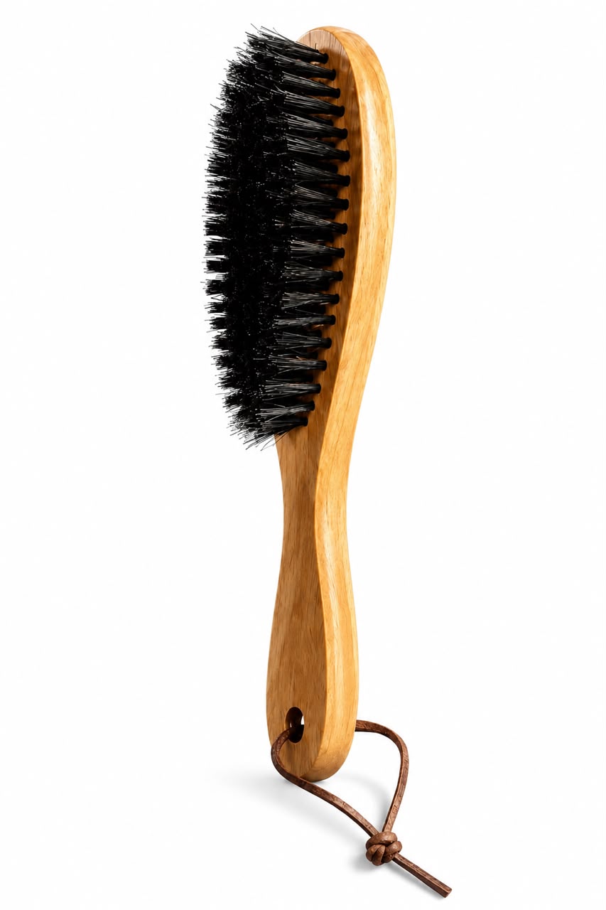 Premium Wooden Boar Bristle Beard Brush with Leather Strap