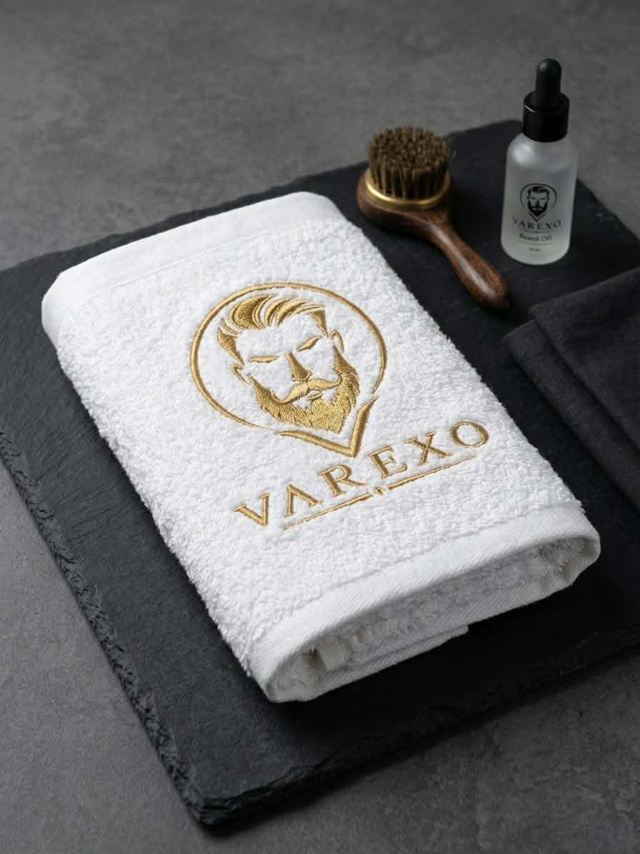 Premium White Embroidered Barbershop Towel