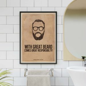 Vintage "With Great Beard Comes Great Responsibility" Wall Art Poster