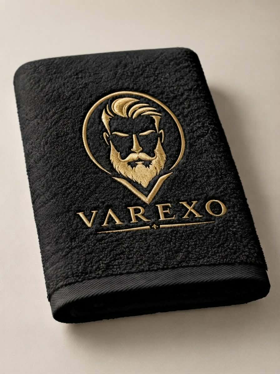Premium Black Embroidered Barbershop Towel - Image 2
