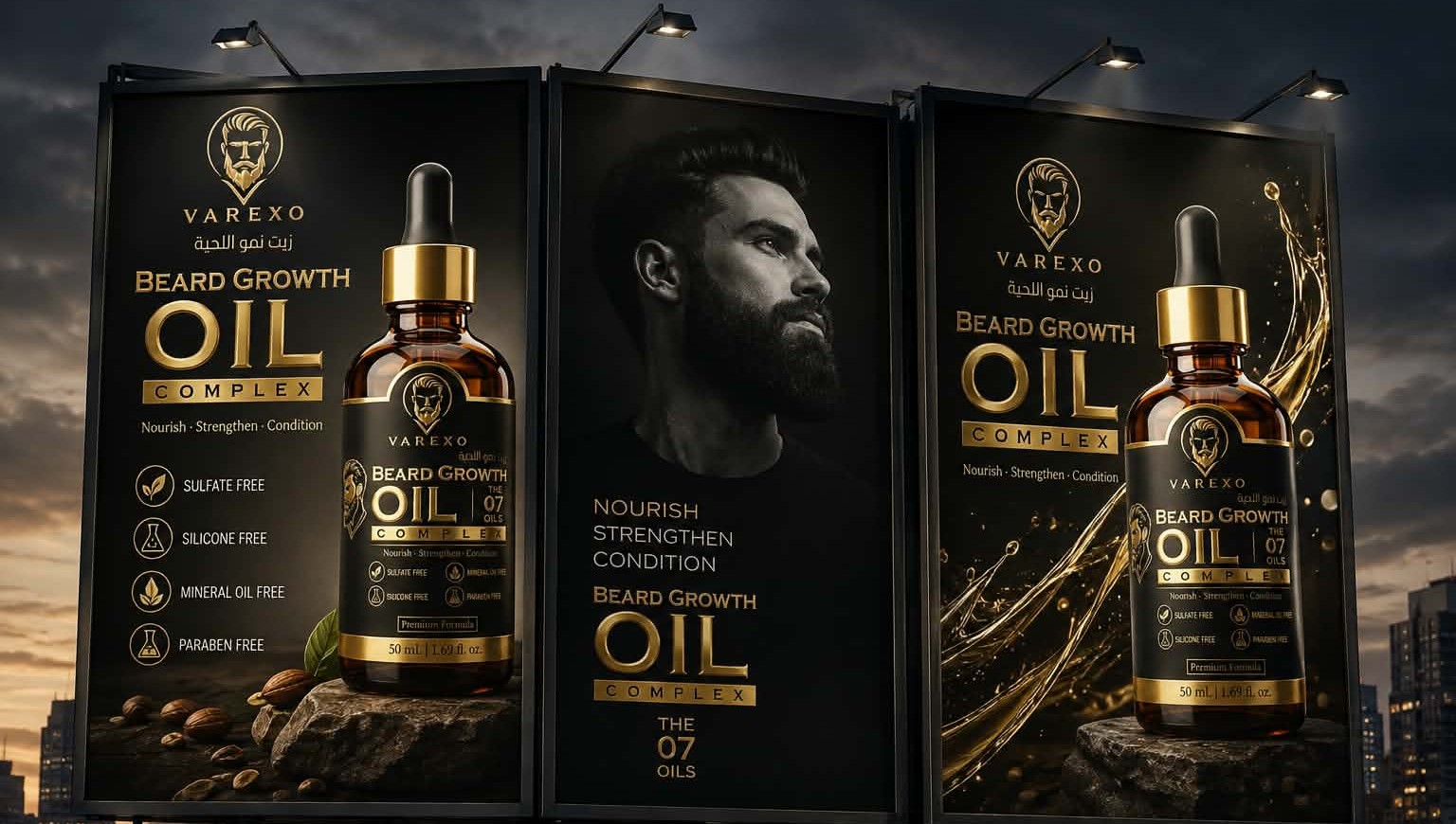 Varexo Beard Growth Oil billboard